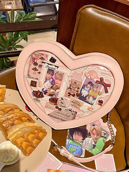 Heart-shaped Pink Ita Bag with Adjustable Strap