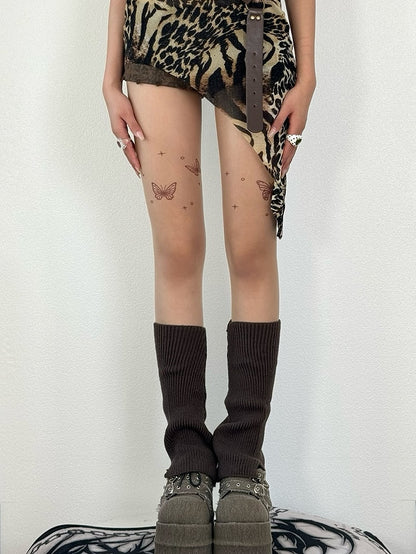 Nude Y2K Butterfly Print Tights