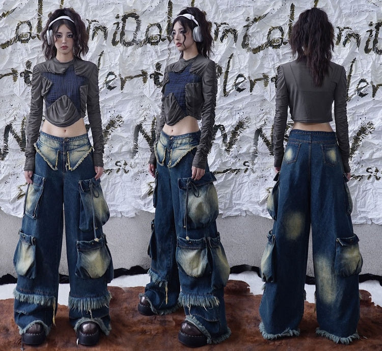 Punk Star Design Dark Grey Long Sleeves Top