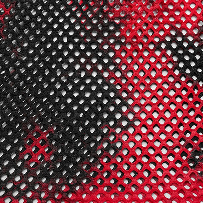 Black and Red Punk Tie-dyed Mesh Short Sleeve T-shirt