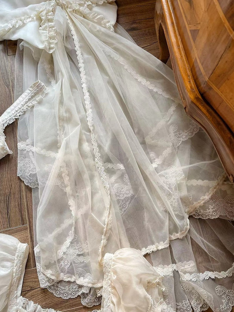 Creamy Big Bow Head Veil