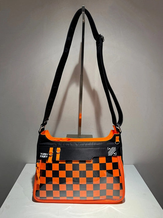 Black & Orange Unisex Nylon Ita Shoulder Bag with Adjustable Strap & Large Capacity