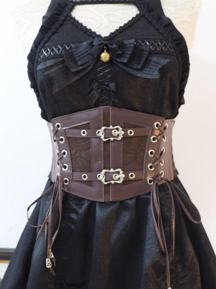 Wasteland Punk Gothic Brown Lace-up Buckle Corset Belt
