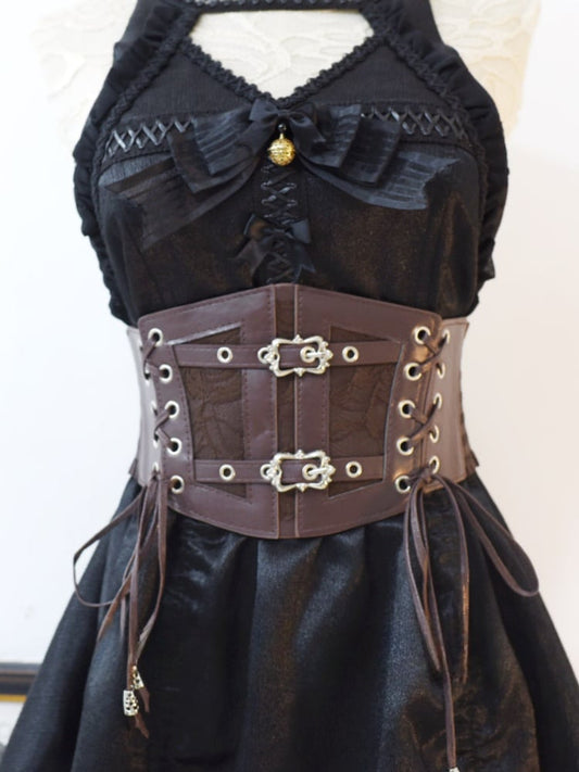 Wasteland Punk Gothic Brown Lace-up Buckle Corset Belt