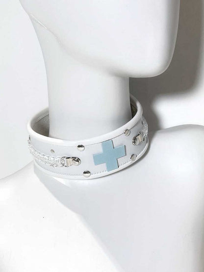 Red/Pink/Blue Yami Kawaii Stud Punk Cross Choker