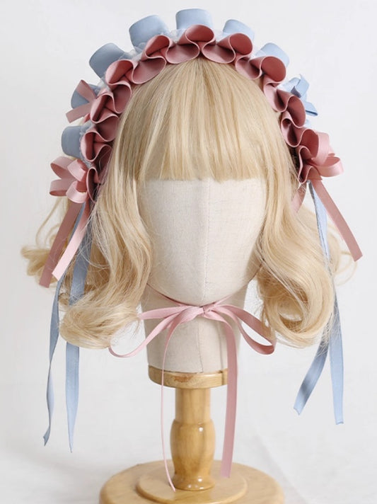 Cute Lolita Blue And Pink Bowknot Hairband With Star Decoration