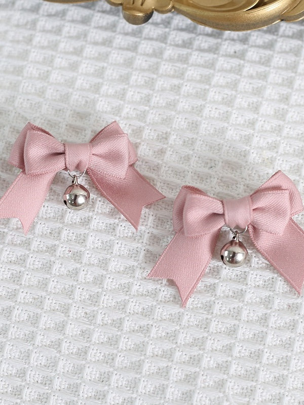 14 Colors A Pair of Cute Bowknot Hairclips with Bell Charm