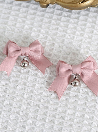 14 Colors A Pair of Cute Bowknot Hairclips with Bell Charm