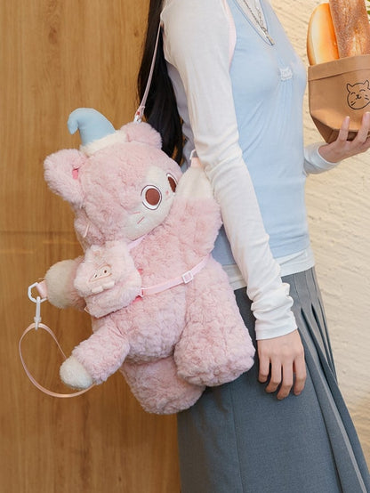Pink Cute Plush Kitty Backpack/Crossbody Bag