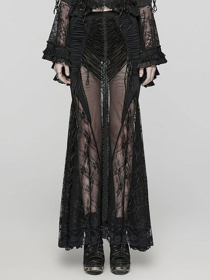 Black Goth Sexy Wrapped Hip Long Skirt