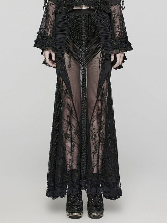 Black Goth Sexy Wrapped Hip Long Skirt