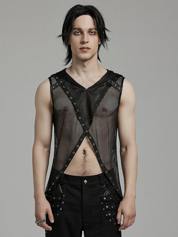 Black Punk Hooded Vest