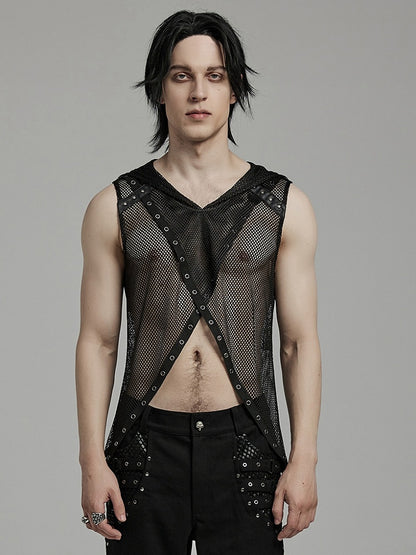 Black Punk Hooded Vest