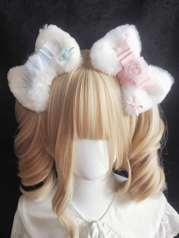 3 Color Options Star Decorated Plush Bowknot Hairclip