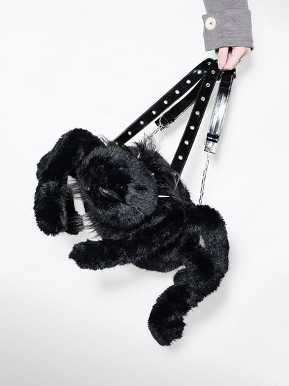 Black Punk Y2K Fleece Spider Backpack