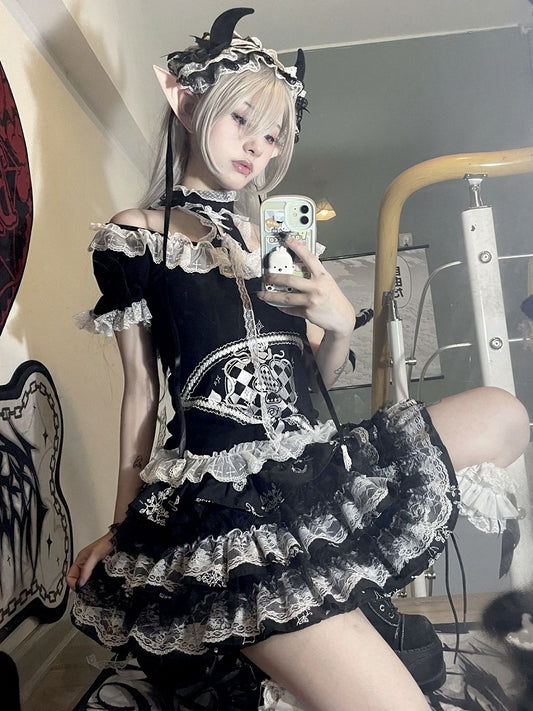 Lace Trim Angel Wings Emo Punk T-shirt