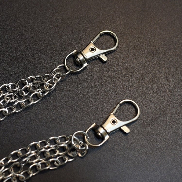 Silver Cross Charm Waist Chain + Black Star Details Waist Belt