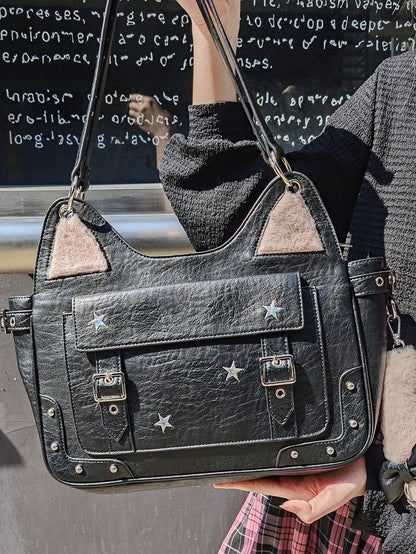 Black Kitty Design Ita Shoulder Bag with Free Flush Charm