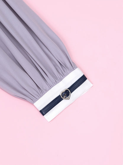 Fanart Fashion Dusty Purple Long Sleeves Jirai Kei Buckle Strap Details Blouse