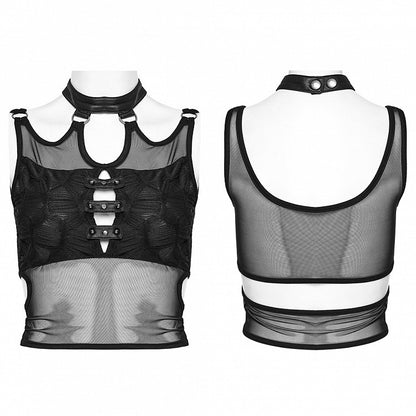 Black Punk Textured Perspective Top
