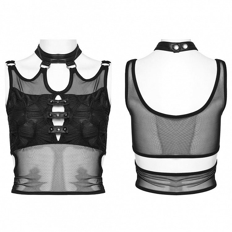 Black Punk Textured Perspective Top