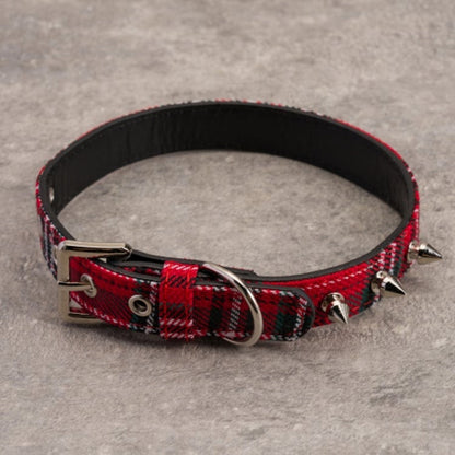 Gothic Red Plaid Studs Choker