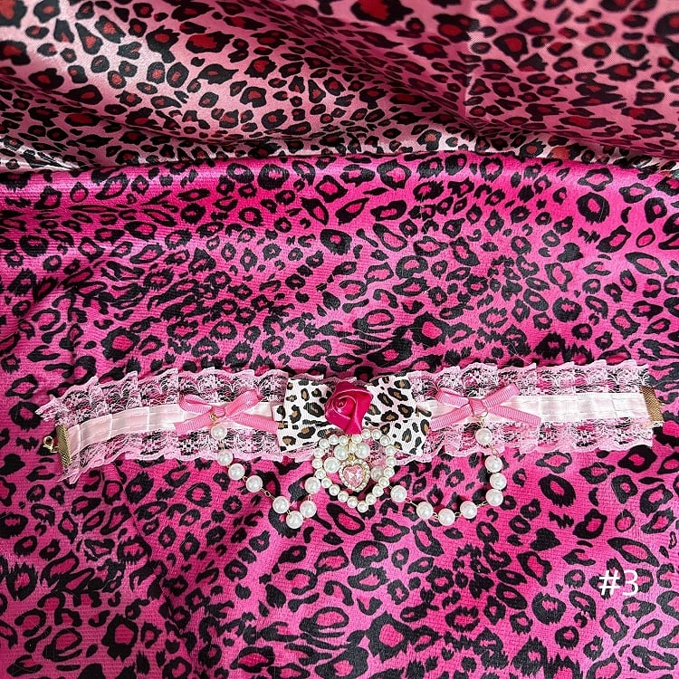 Hime Gyaru Showa Y2K Pink Rose Choker |4 Options with Beaded Chain