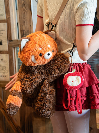 Cute Red Panda Brown 40cm Plush Backpack/Crossbody Bag + Keychain