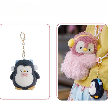 Pink Cute Penguin Plush Backpack/Crossbody Bag + Penguin Keychain Middle/Large Size