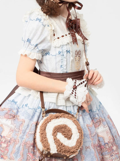 Dark Brown Kawaii Plush Round Shoulder Bag - Sweet Lolita Dessert Style