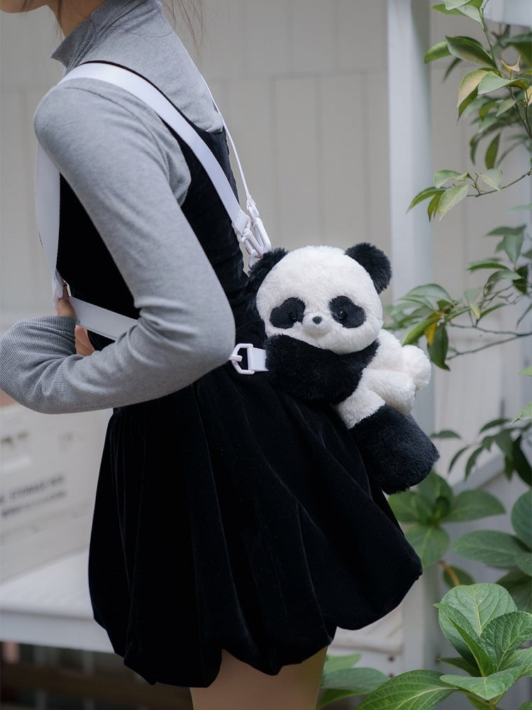 Black And White Cute Panda Plush Backpack Crossbody Bag Small/Middle/Large Size