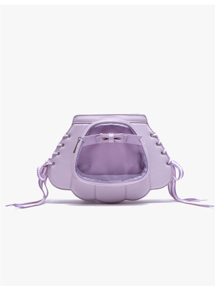 Purple Shell-shaped Bowknot PU Backpack Small/Large Size