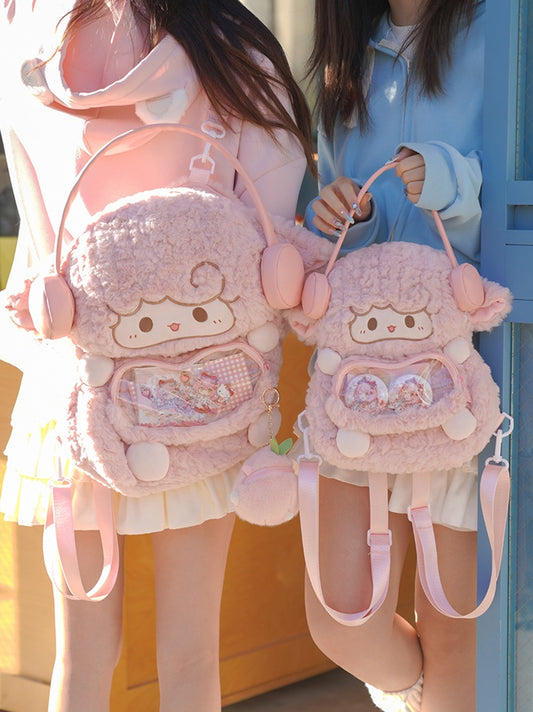 Pink Cute Lamb-shaped Plush Backpack Middle/Large Size