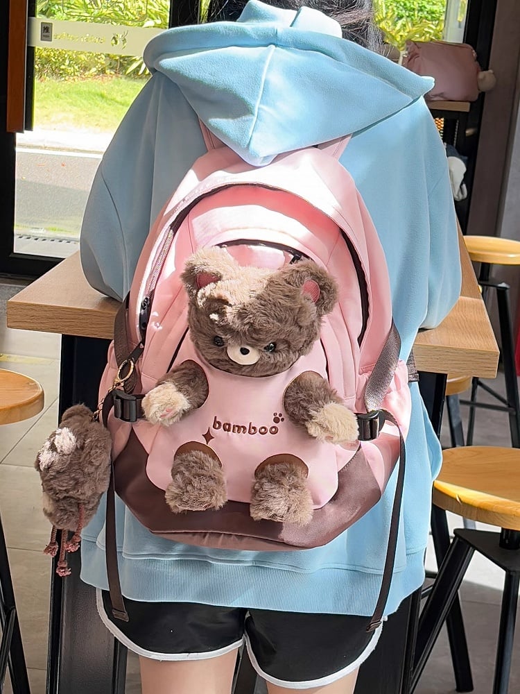 Pink&Brown Cut-out Design Backpack