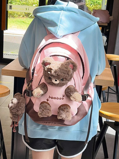 Pink&Brown Cut-out Design Backpack