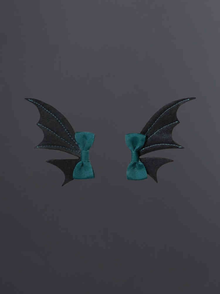 Black and Green Bat Wings Bowknot Hairclips