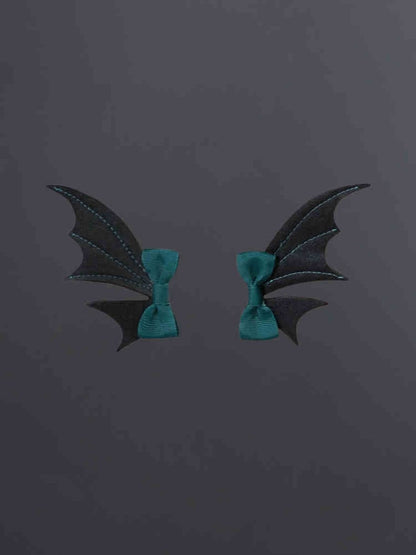 Black and Green Bat Wings Bowknot Hairclips