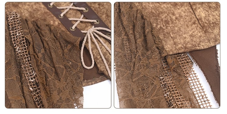 Y2K Retro Vintage Distressed Asymmetrical Denim Bustier Top – Summer Essential in Desert Dunes