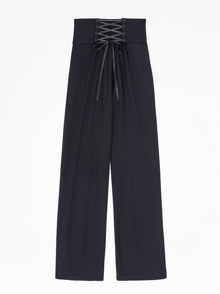 Black Boned Corset Belt High Waist Ouji Fashion Pants