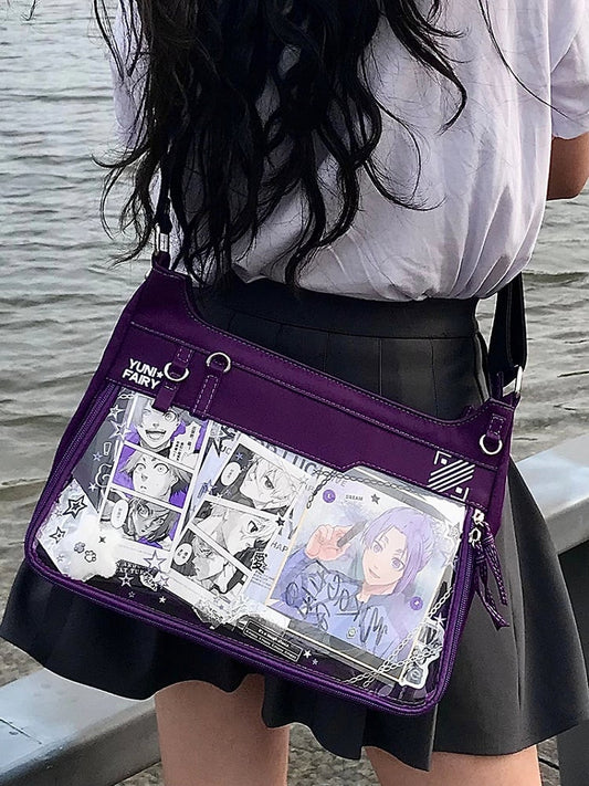 Purple Adjustable Strap Large Capacity Unisex Nylon Ita Bag