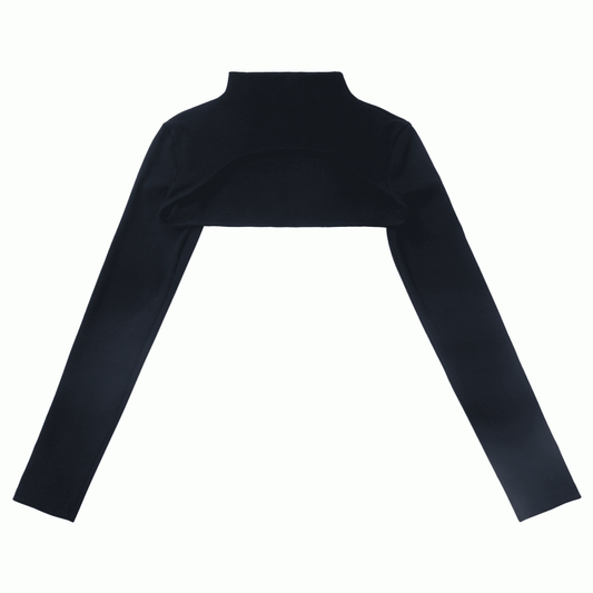 Black Mock Neck Cropped Top