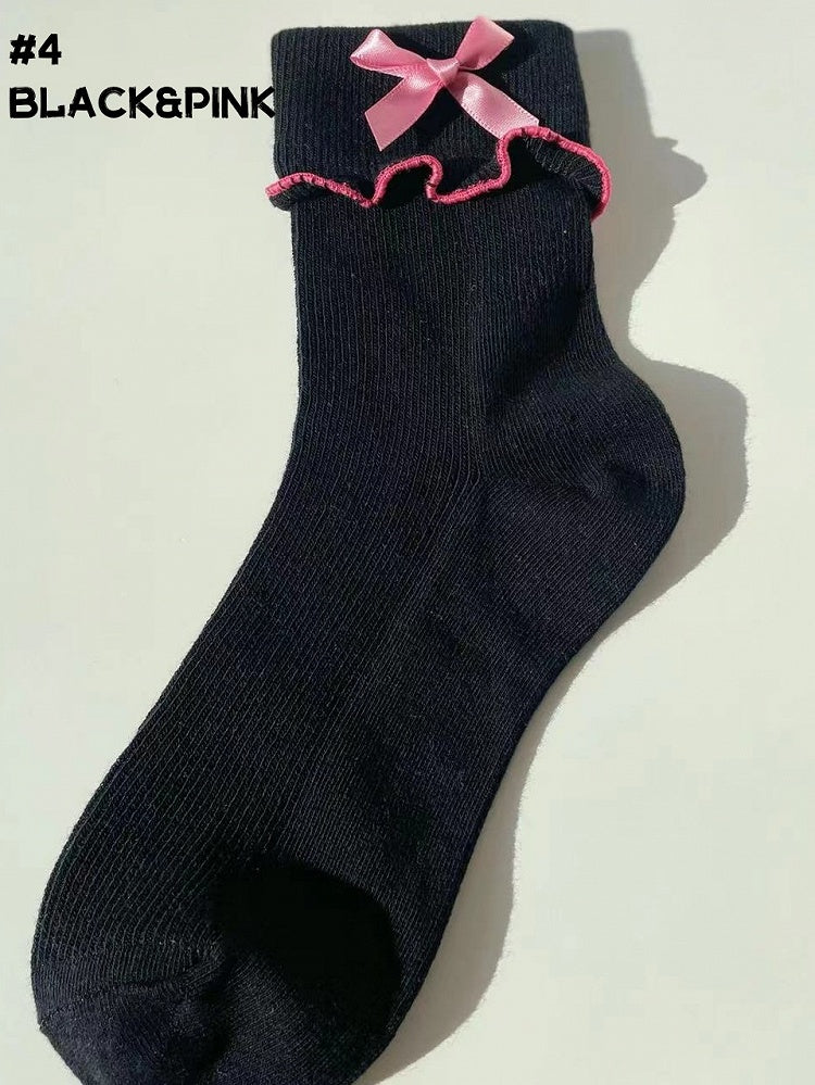 8 Options Ruffled Contrast Trim Lolita Ankle Socks