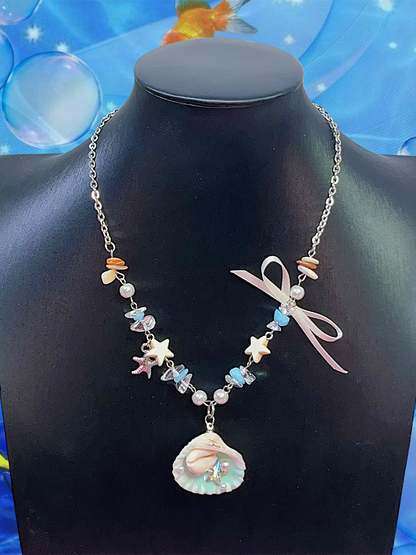 Blue Y2K Star Shell Necklace