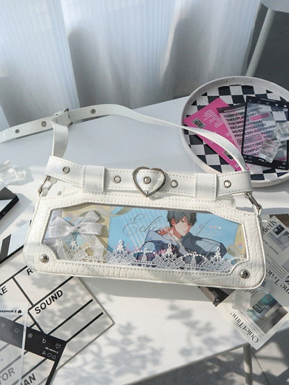 White Ita Bag with Chain and Heart Charm