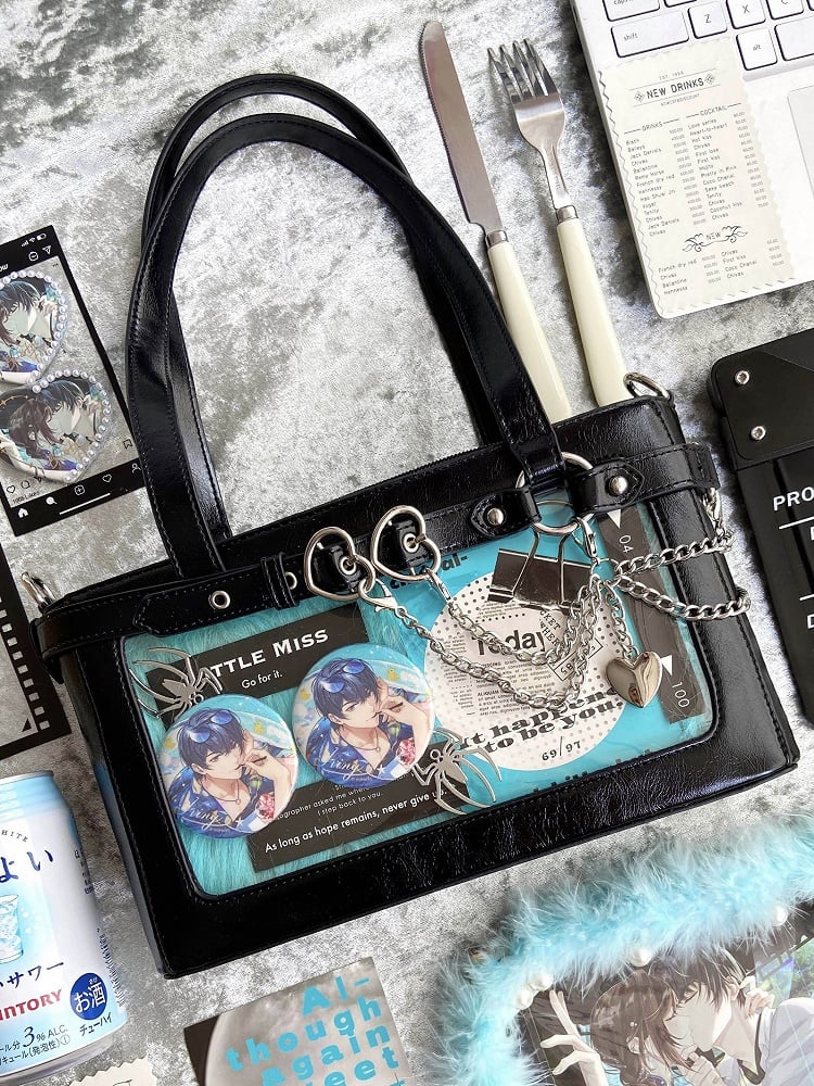 Detachable Chains Black Ita Shoulder Bag