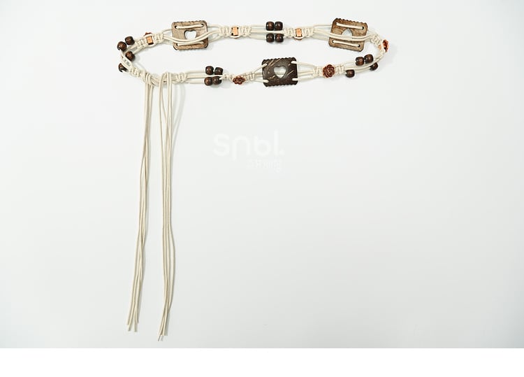 Bohemian Green V-neck Tassels Hem Top with Belt