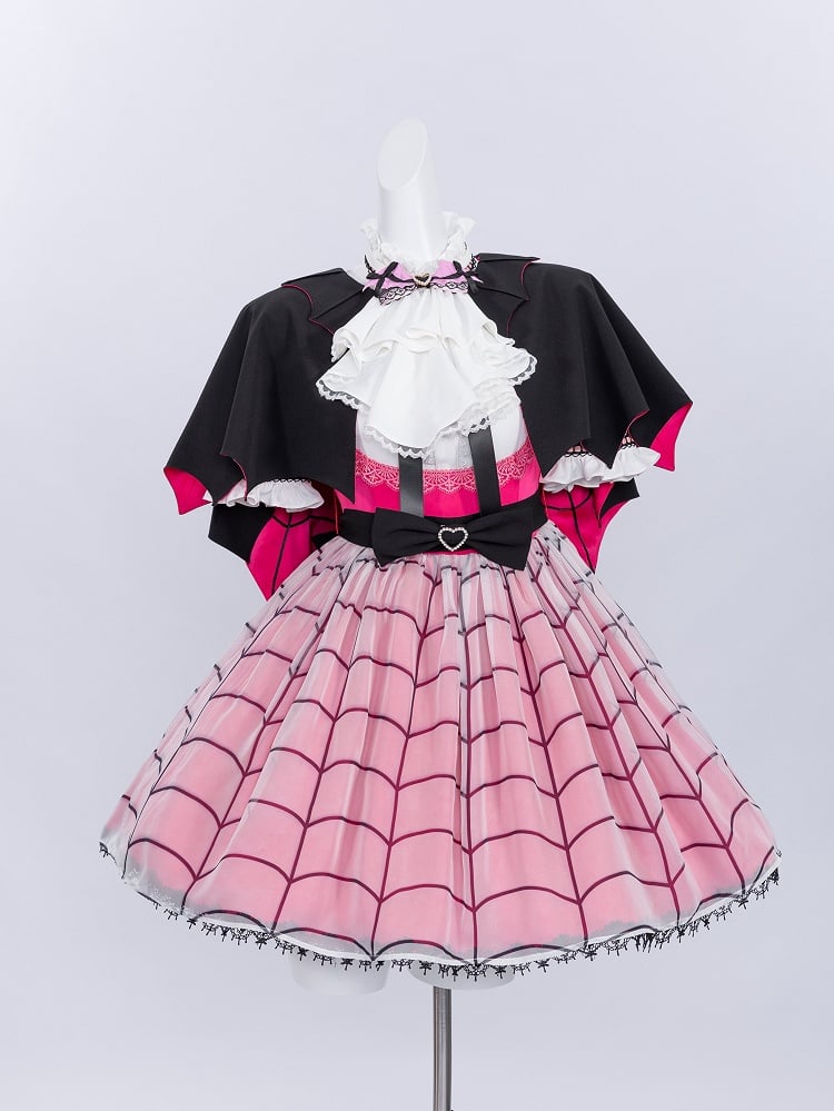 Fanart Fashion Outfit Hot Pink Under Bust Dress + Shirt + Cape + Leg Sleeves Full Set