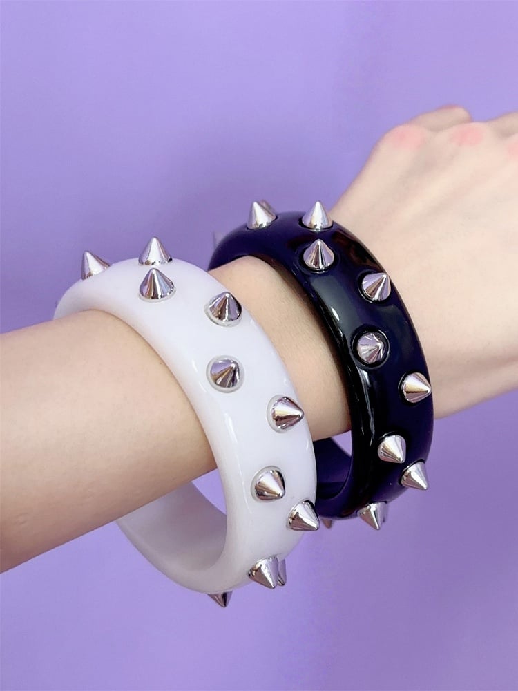 Y2K Black/White/Red/Pink/Transparent Punk Studs Bracelet