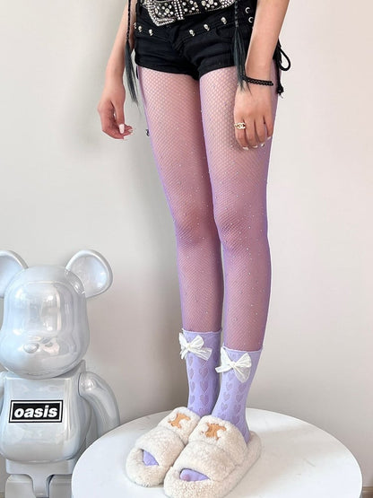 11 Color Options Rhinestone Decorated Fishnet Tights