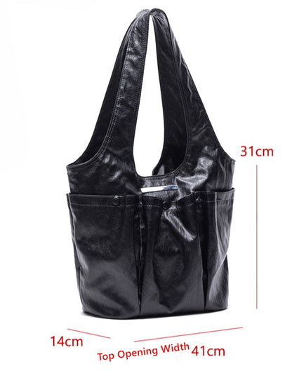 Chic White Single-Shoulder Tote Bag With Triple Pocket Design